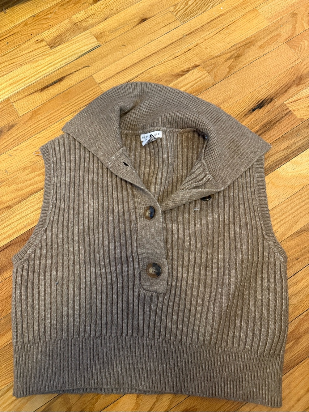 Sincerely Jules Ribbed Knit Vest in Taupe